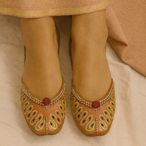 Golden Paisley Charm Hand-Embroidered Jutti