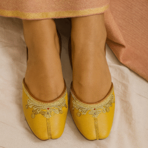Sunshine Elegance Hand-Embroidered Yellow Leather Jutti